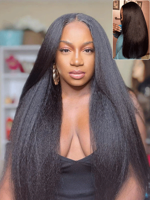 Sterly Glueless 7x6 HD Lace Wig Kinky Straight Lace Front Wigs Human Hair - sterlyhair