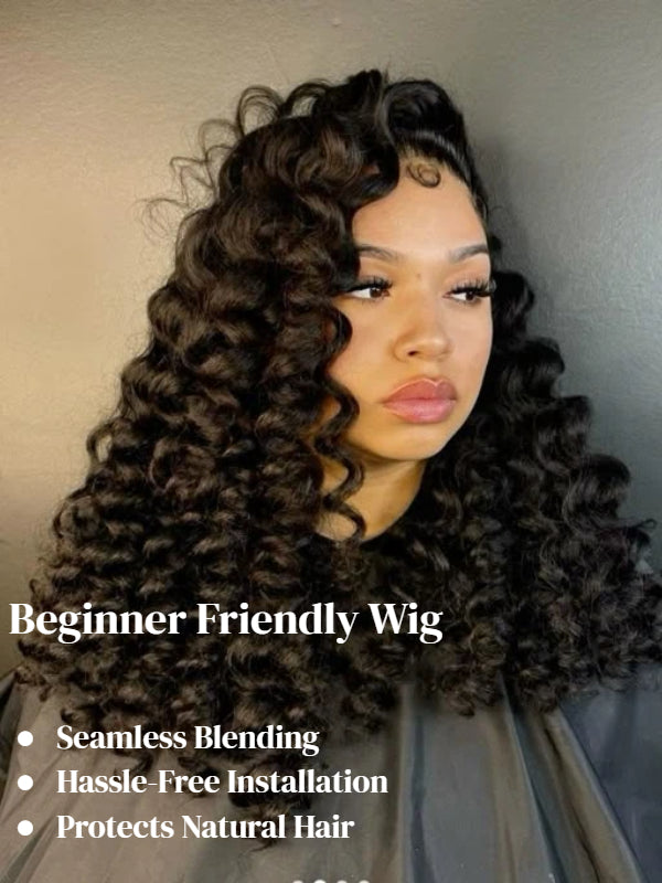 3-In-1 Half Wig Yaki Wand Curly Glueless Flexi-Fit Drawstring Wig Beginner Friendly - sterlyhair