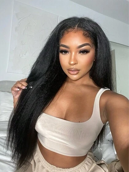 Sterly Glueless 7x6 HD Lace Wig Kinky Straight Lace Front Wigs Human Hair