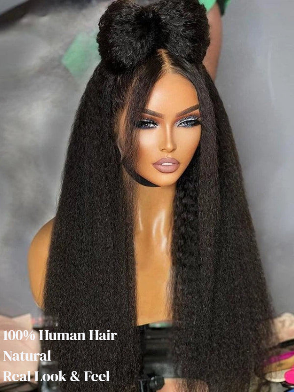 Sterly Glueless 7x6 HD Lace Wig Kinky Straight Lace Front Wigs Human Hair