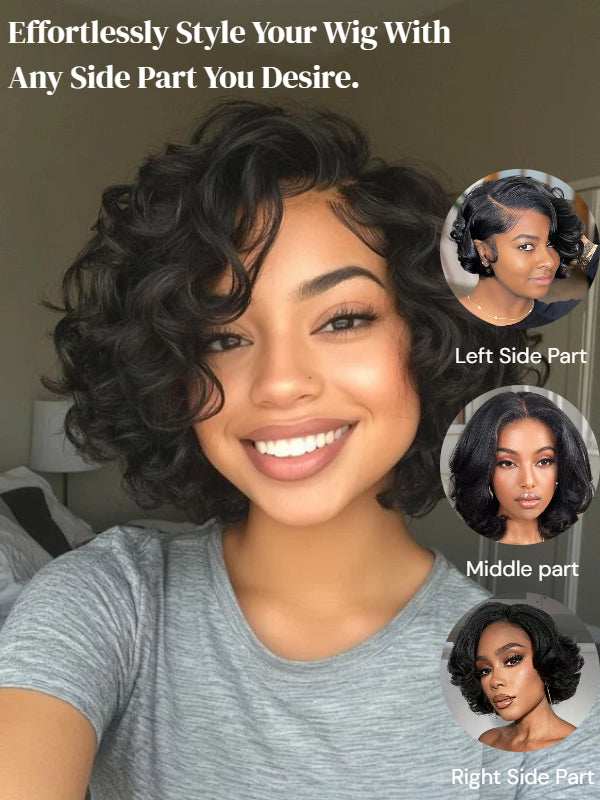 Pixie Cut Side Part Short Bob Wigs Loose Body Hair Beginner Friendly Glueless Wig