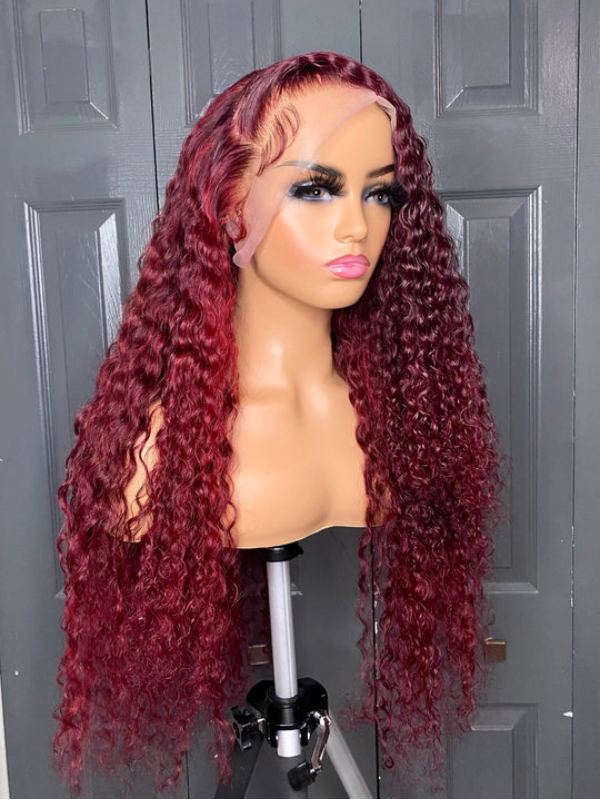 TikTok Hot | #99J Burgundy Deep Wave Wig Sterly 13×6 Full Lace Frontal Human Hair Wigs