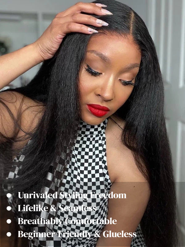 Sterly Glueless 7x6 HD Lace Wig Yaki Straight Lace Front Wigs Human Hair - sterlyhair