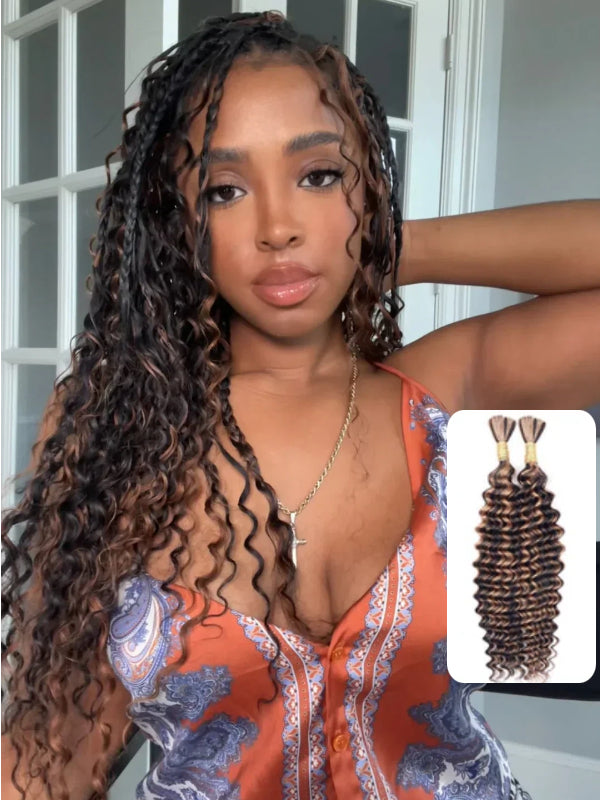 TikTok Hot |Deep Wave Bulk Human Hair For Braiding No Weft 100g (1 Pack-2 Bundle 50g)