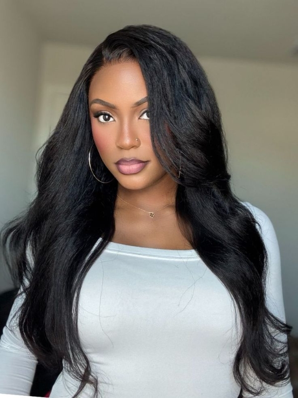 3-In-1 Half Wig Kinky Straight Glueless Flexi-Fit Drawstring Wig Beginner Friendly - sterlyhair