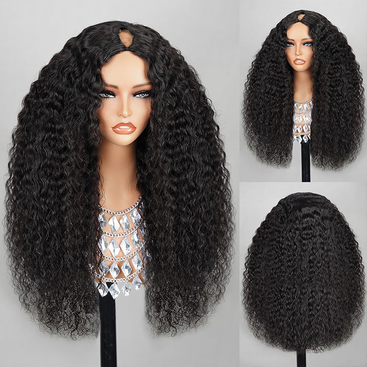 New Updated No Leave Out No Lace No Glue Culry V Part Drawstring Wig - sterlyhair