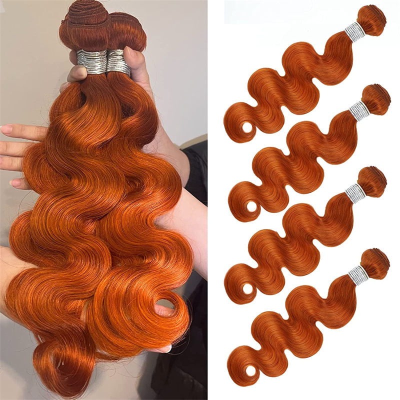 Sterly #350 Ginger Straight Hair / Body Wave Human Hair Bundles Deal