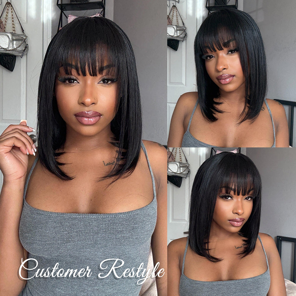 Sterly 13×6 Transparent Lace Short Straight Lace Front Bob Wigs 180% Density