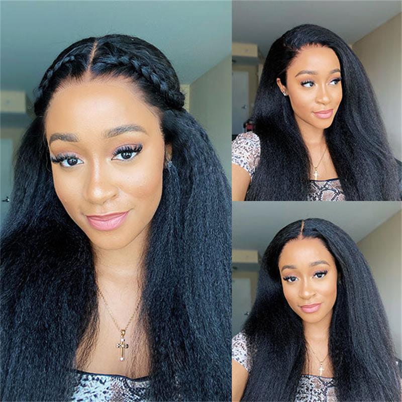 210% Kinky Straight 13×6 Full Frontal Lace Wig Sterly Lace Frontal Human Hair Wigs