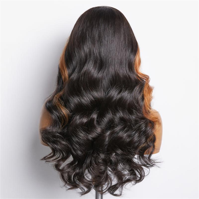 Sterly Hair Blonde Brown Highlights Loose Body Wave Human Hair Wigs - sterlyhair