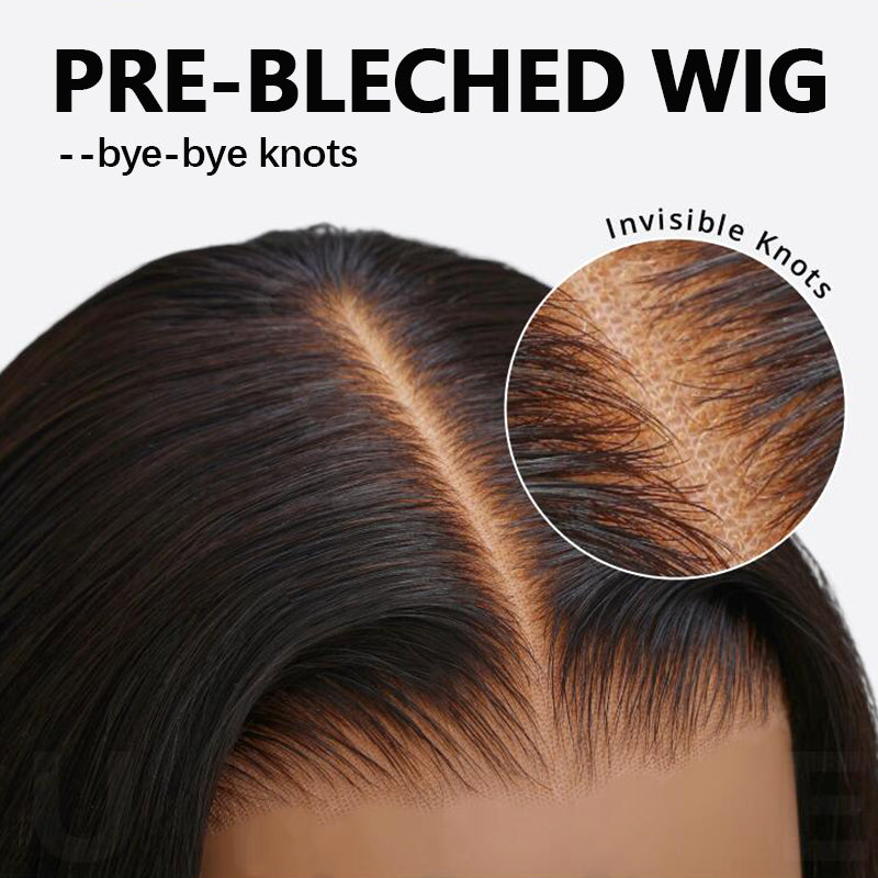 Air Bob Curly 7×5/6x6 Bob Pre Cut Lace Pre-pleached Human Hair Glueless Wear Go Wig