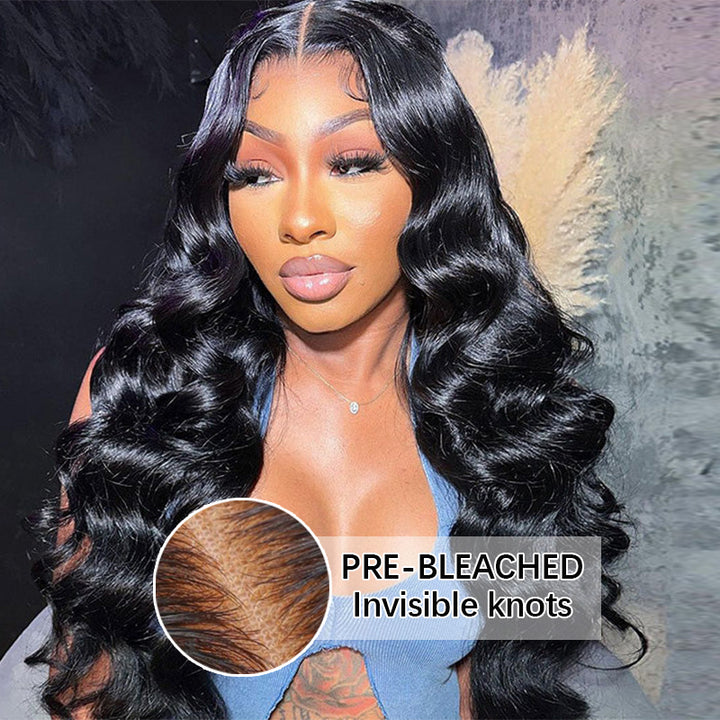 Wear Go Glueless pre-bleached Knots Body Wave 7×5 Pre-cut Lace Human Hair Wig - sterlyhair