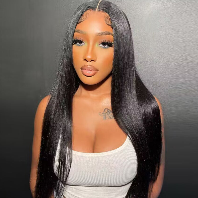 Straight Hair Pre-cut Lace Wear Go Glueless Wig pre-bleached Knots Human Hair Wig(7×5 Lace 26"=$219) - sterlyhair