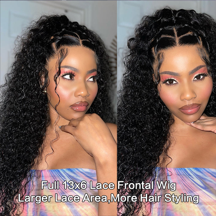 250% Density Long Curly 13×6 Full Frontal Lace Wig Sterly Curly Human Hair Wigs - sterlyhair