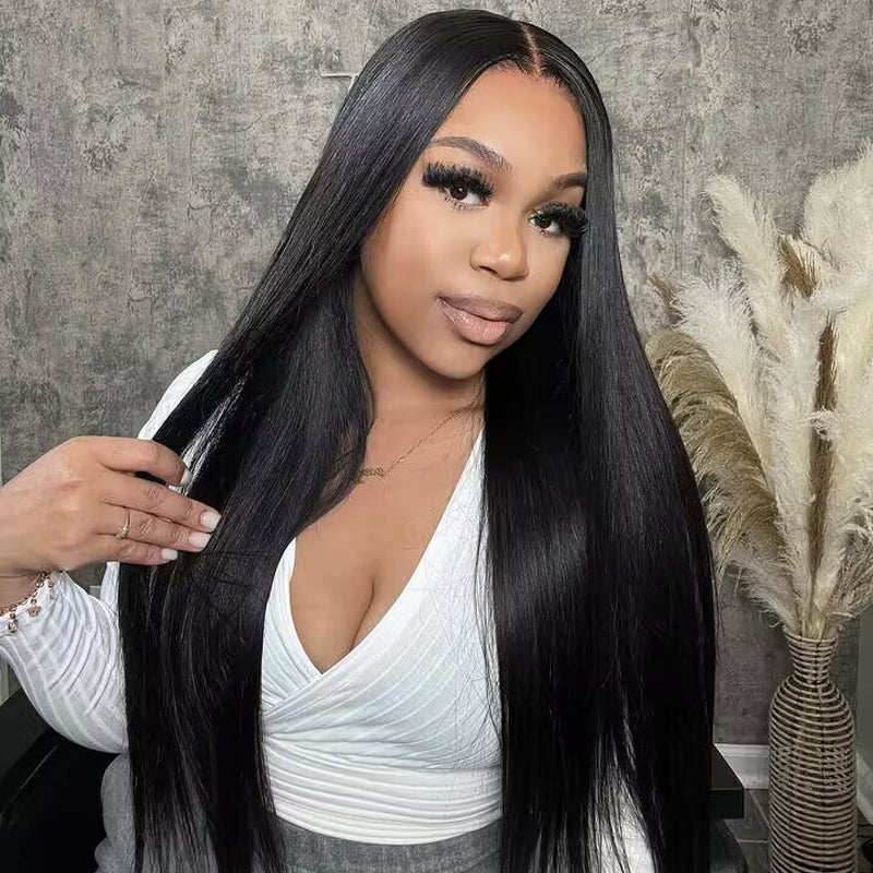 Straight Hair Pre-cut Lace Wear Go Glueless Wig pre-bleached Knots Human Hair Wig(7×5 Lace 26"=$219) - sterlyhair