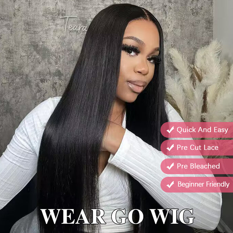 Straight Hair Pre-cut Lace Wear Go Glueless Wig pre-bleached Knots Human Hair Wig(7×5 Lace 26"=$219) - sterlyhair