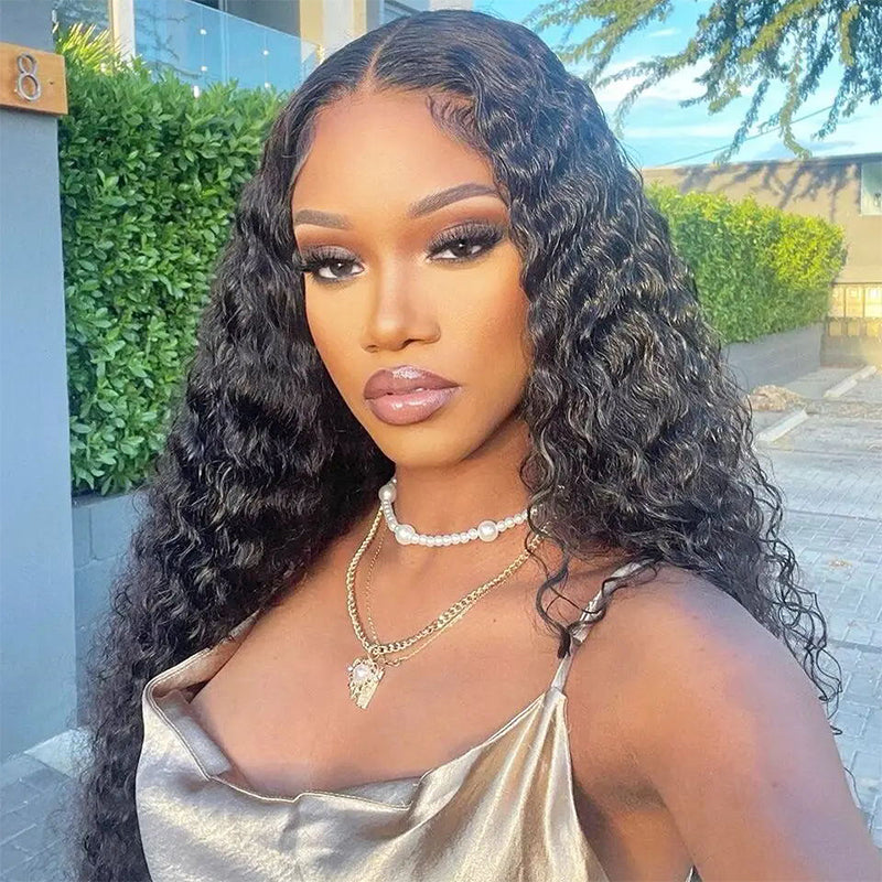 Deep Wave 6×4.5/7×5 Pre Cut Lace Wigs Pre-bleached Knots Wear Go Glueless Wig - sterlyhair