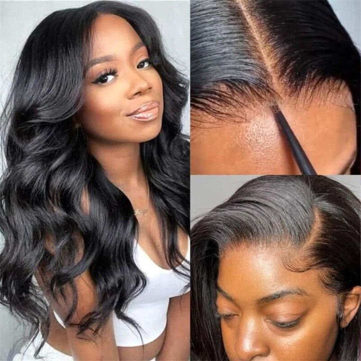 Wear Go Glueless pre-bleached Knots Body Wave 7×5 Pre-cut Lace Human Hair Wig - sterlyhair