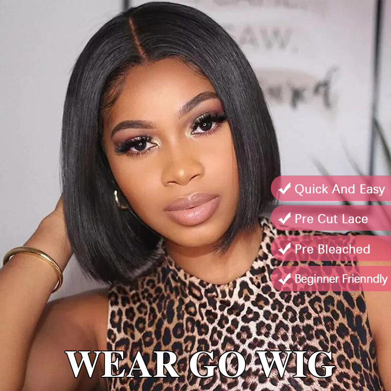 Pre Bleached Straight Wear Go Glueless Bob Wigs 7×6 /13×6 Bob Wigs Human Hair - sterlyhair