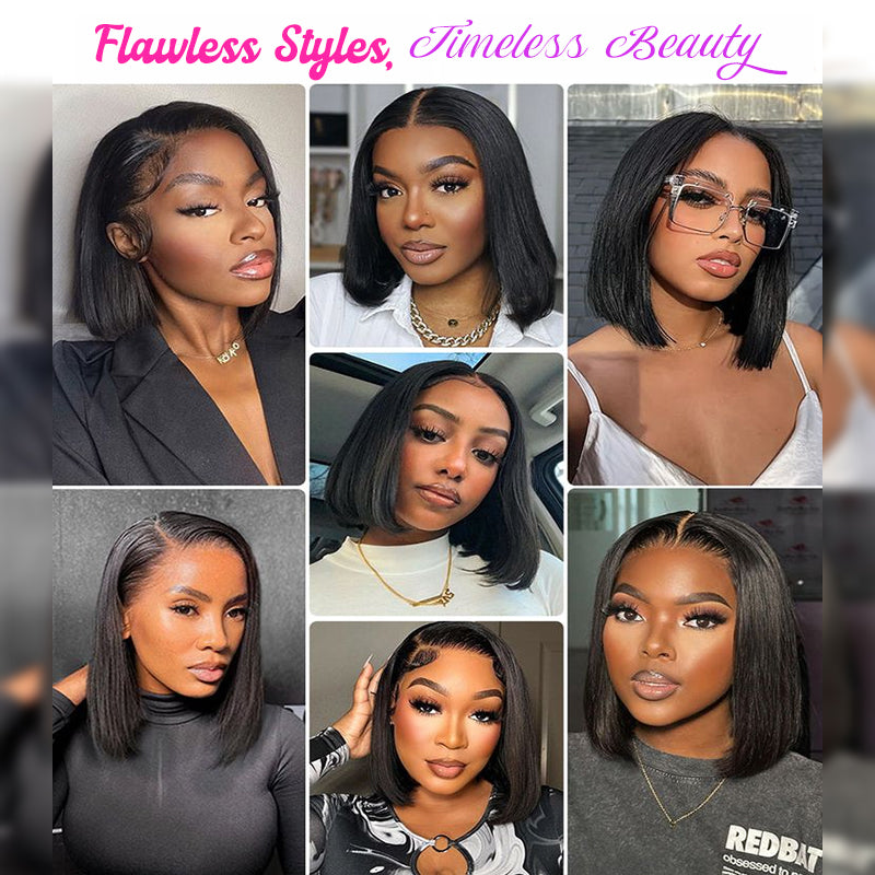 Sterly #1 Jet Black Frontal Wigs Human Hair 7×6 /13×6Straight Short Bob Wigs For Women