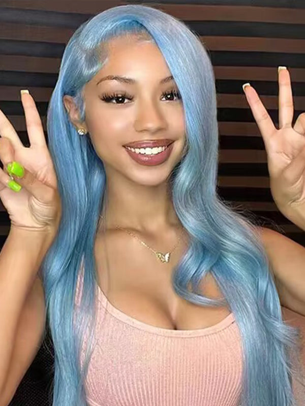 Sterly Lake Brilliant Blue Human Hair Wig Body Wave Lace Front Wig - sterlyhair