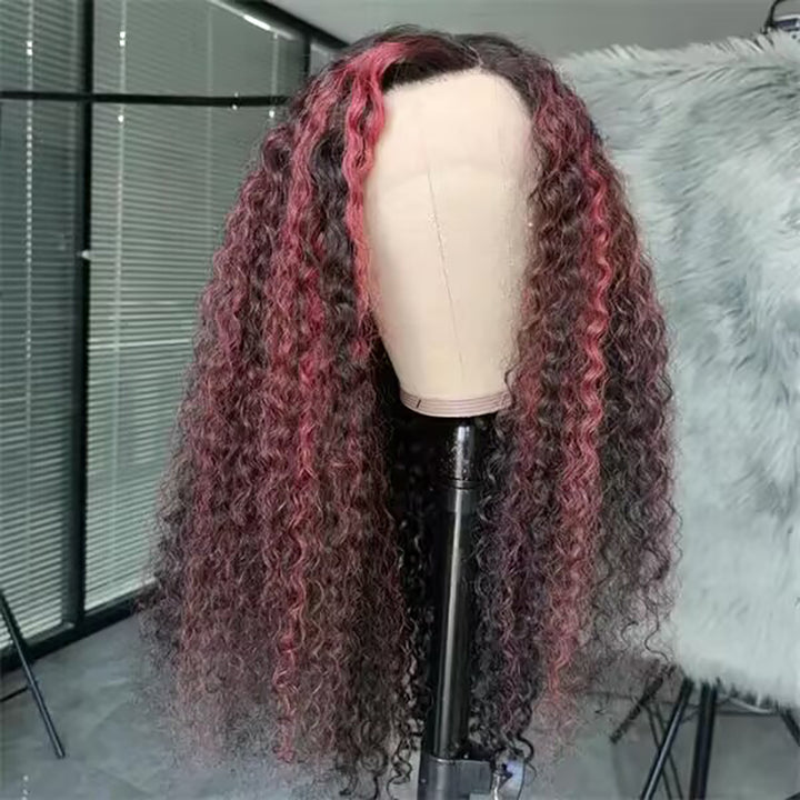 Sterly Burgundy Highlight Curly Wave Wig T1B/P1B/99J Colored Lace Frontal Human Hair Wig - sterlyhair