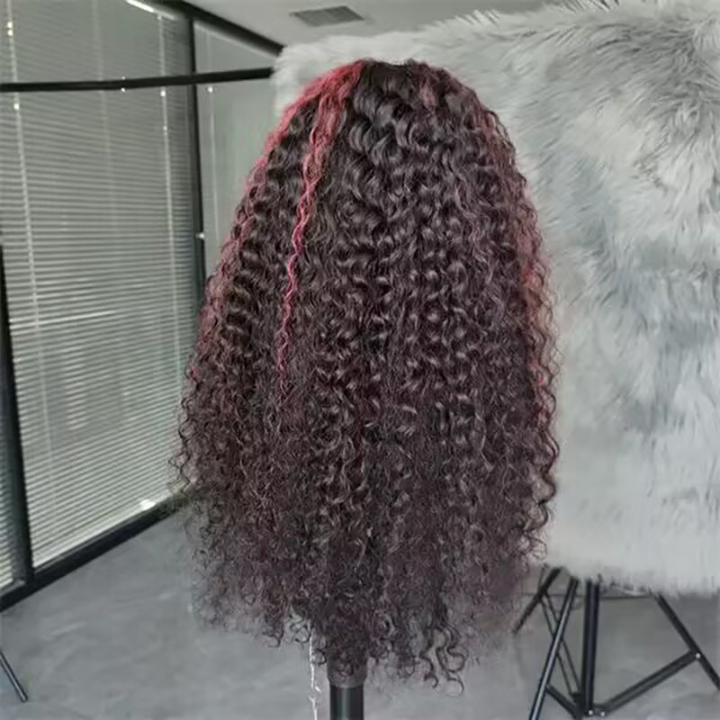 Sterly Burgundy Highlight Curly Wave Wig P1B/99J Colored Lace Frontal Human Hair Wig