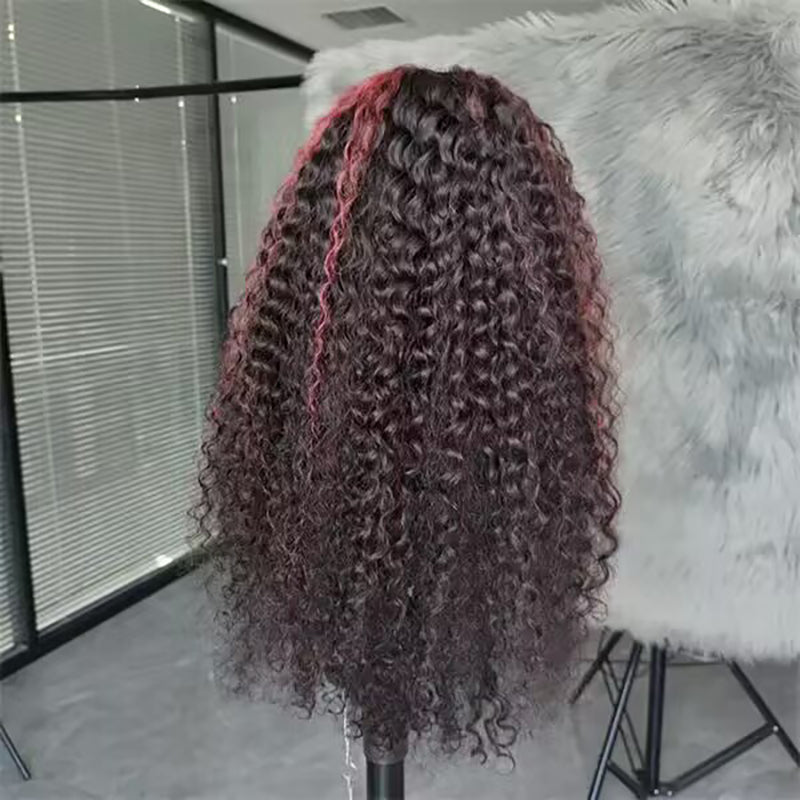 Sterly Burgundy Highlight Curly Wave Wig T1B/P1B/99J Colored Lace Frontal Human Hair Wig - sterlyhair