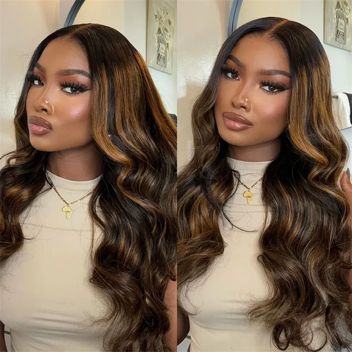 Sterly T1B/P1B/30 Highlight Wig Transparent Lace Body Wave Wigs Colored Human Hair Wig - sterlyhair