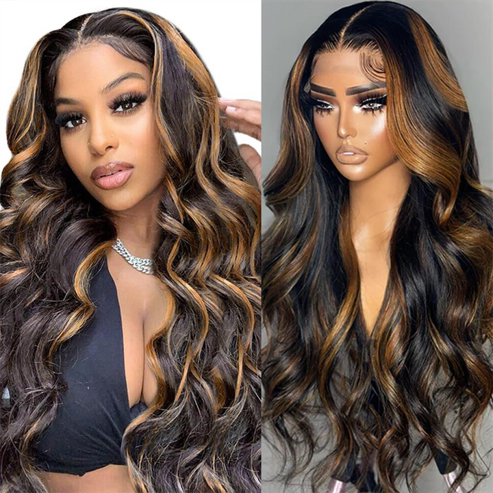Sterly T1B/P1B/30 Highlight Wig Transparent Lace Body Wave Wigs Colored Human Hair Wig - sterlyhair