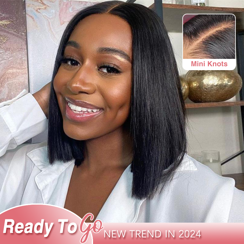 Pre Bleached Straight Wear Go Glueless Bob Wigs 7×6 /13×6 Bob Wigs Human Hair - sterlyhair