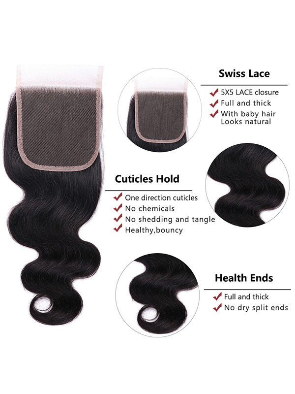 12A Bundles With Closure | Body Wave Human Hair Bundles With  5x5 Lace Closure Remy Human Hair Bundles With Closure Frontal