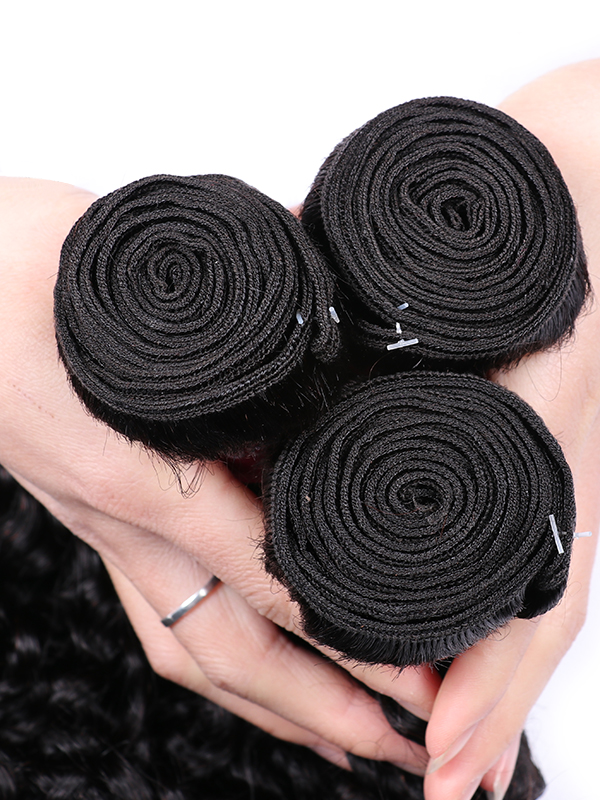 Mèches de cheveux humains bouclés et ondulés avec fermeture en dentelle 5x5 