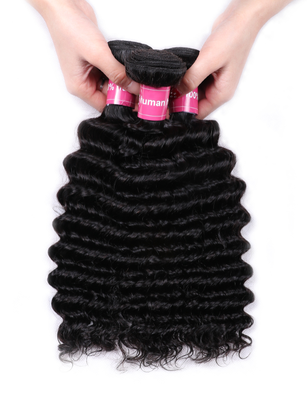 Mèches de cheveux naturels ondulés et profonds avec fermeture en dentelle 5x5 