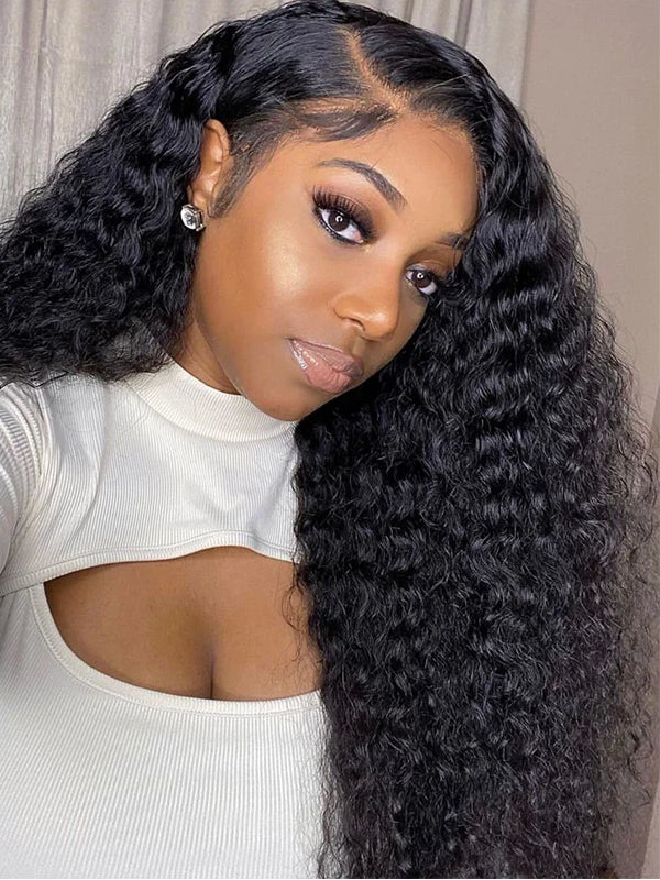 Mèches de cheveux naturels ondulés et profonds avec fermeture en dentelle 5x5 