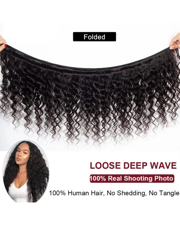 Mèches de cheveux humains Sterly Loose Deep avec fermeture en dentelle 5x5 