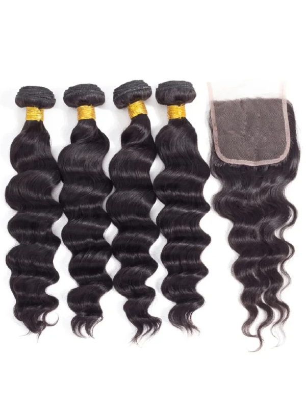 12A Bundles With Closure | Loose Deep Human Hair Bundles With 5x5 Lace Closure - sterlyhair