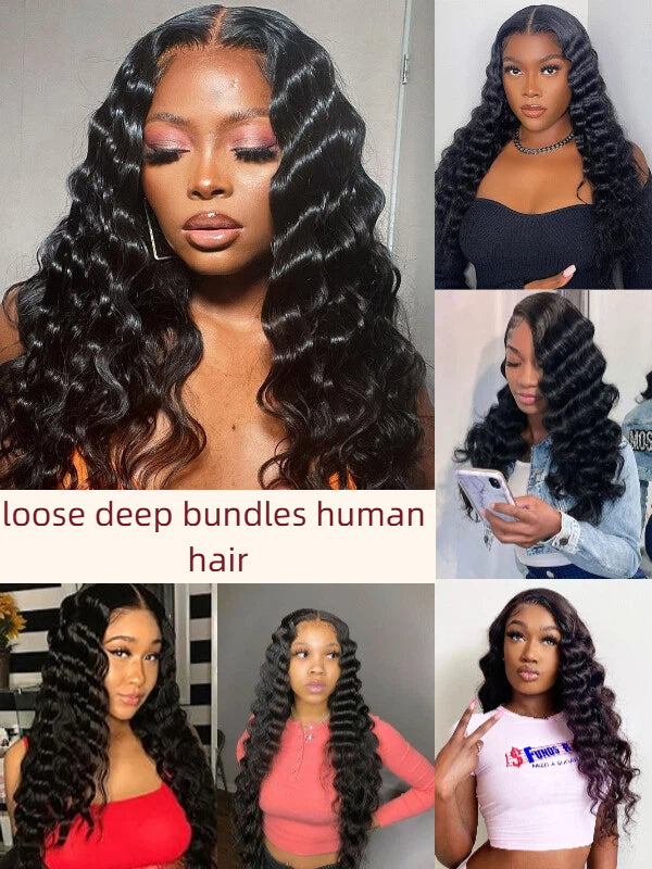 12A Bundles With Closure | Loose Deep Human Hair Bundles With 5x5 Lace Closure - sterlyhair