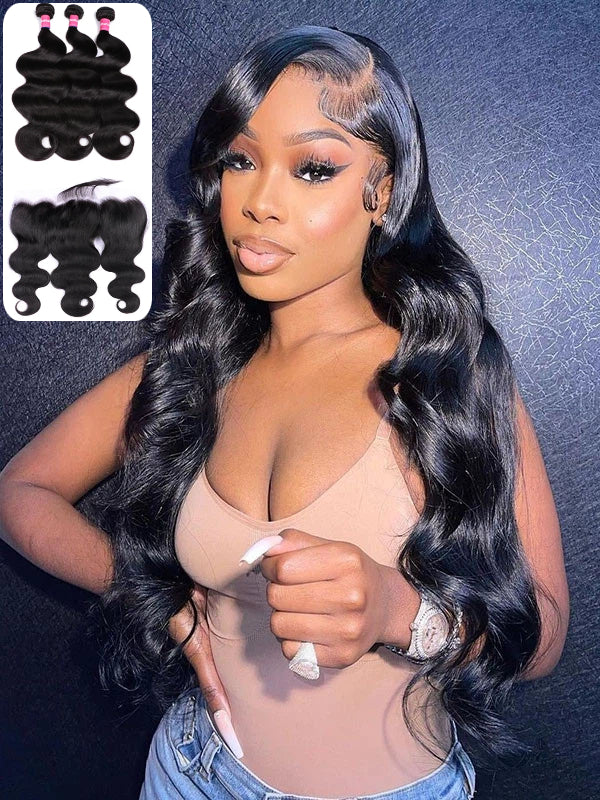 12A Bundles With Frontal | Body Wave 3 Bundles With 13×4 Lace Frontal - sterlyhair