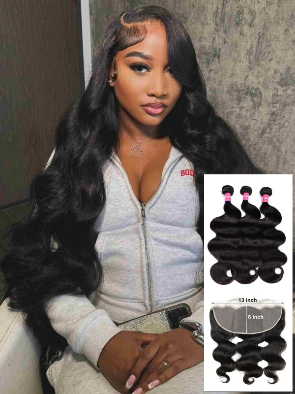 12A Bundles With Frontal | Body Wave Human Hair Bundles With 13x6 Lace Frontal Remy Human Hair Bundles With Closure Frontal - sterlyhair