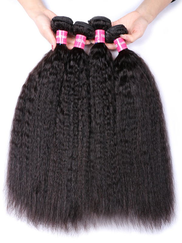 12A Bundles With Frontal | Kinky Straight Human Hair Bundles With 13x6 Lace Frontal - sterlyhair