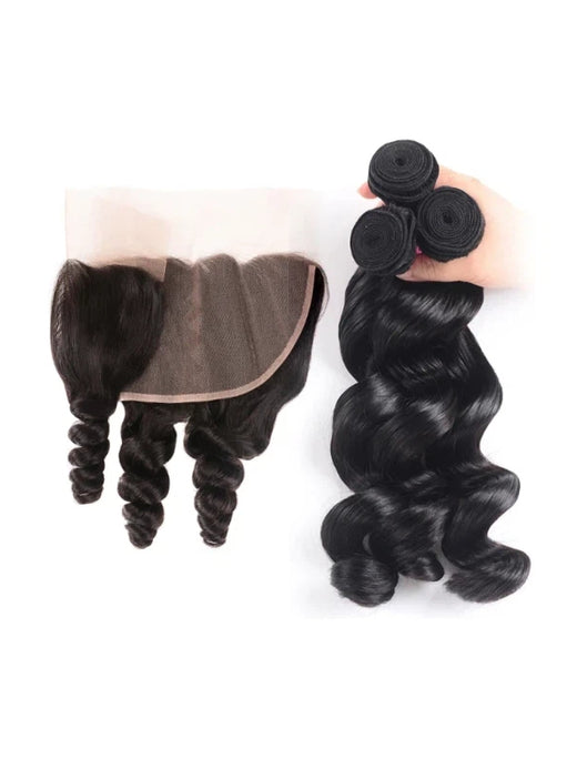 12A Bundles With Frontal | Loose Wave Hair Bundles Human Hair 3/4 /PCS With 13X6 Lace Frontal - sterlyhair