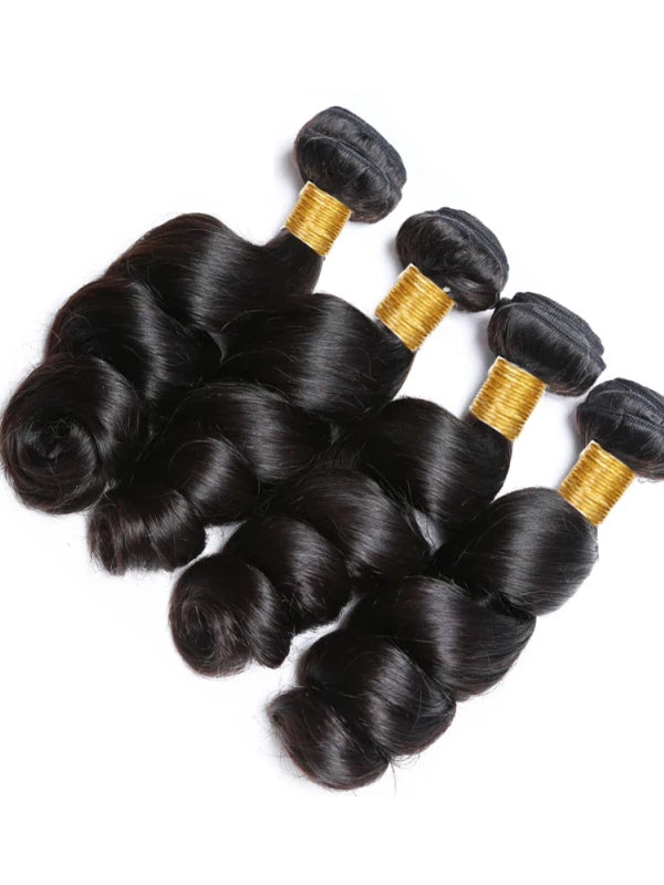 Mèches de cheveux humains Loose Wave Sterly, 3/4 pièces, avec dentelle frontale 13x6 