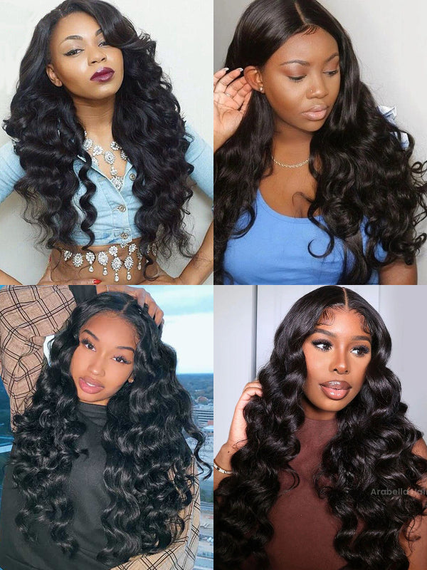 Mèches de cheveux humains Loose Wave Sterly, 3/4 pièces, avec dentelle frontale 13x6 