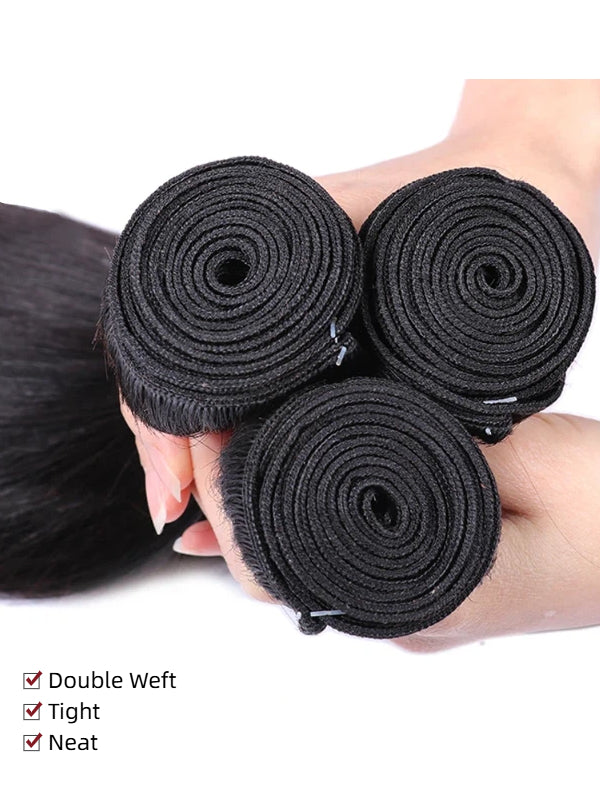 12A Bundles With Frontal | Straight Hair 3 Bundles With 13x6 Lace Frontal Remy Human Hair Bundles With Lace Frontal - sterlyhair