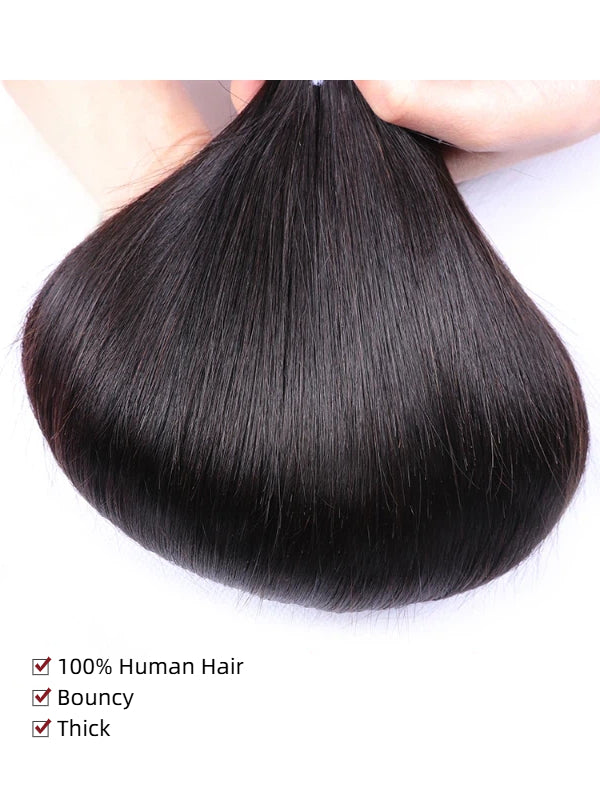 12A Bundles With Frontal | Straight Hair 3 Bundles With 13x6 Lace Frontal Remy Human Hair Bundles With Lace Frontal - sterlyhair