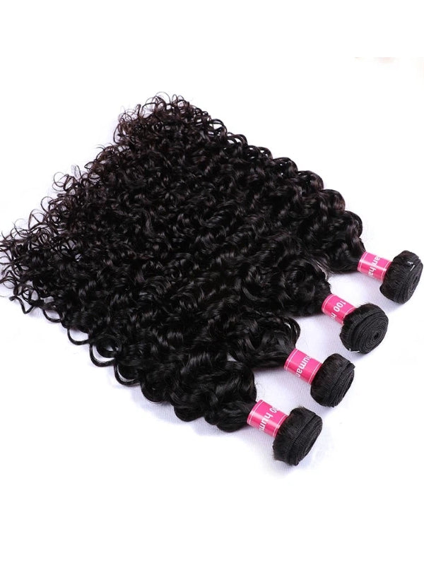 12A Bundles With Closure | Water Wave Bundles With 5x5 Lace Closure Human Hair 3/4 PCS Bundles With Closure