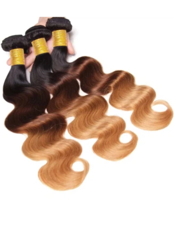 12A | Colored Body Wave Bundles With 5×5 Lace Closure T1B/T4/27 Ombre Human Bundles With 13x6 Lace Frontal - sterlyhair