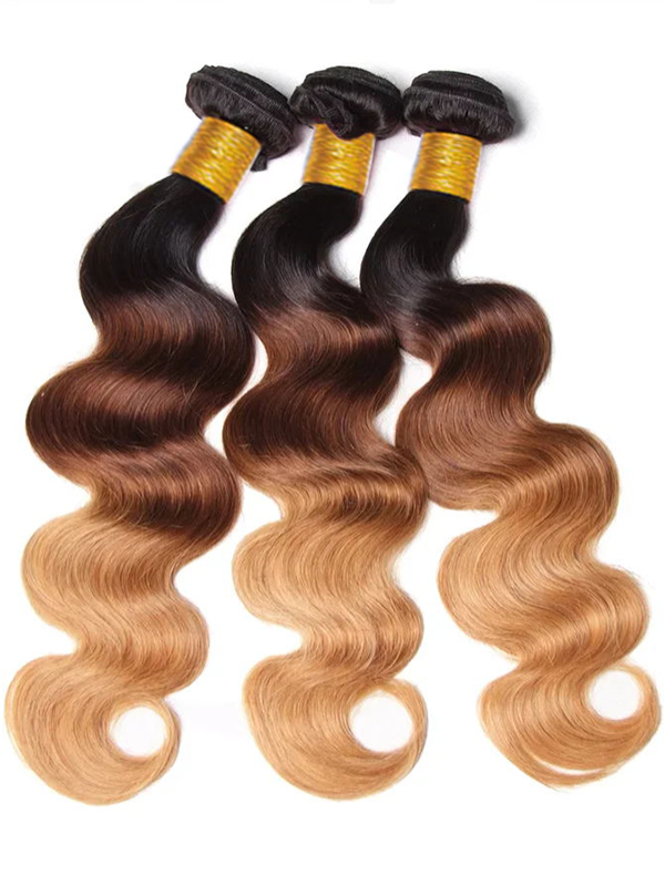 12A | Colored Body Wave Bundles With 5×5 Lace Closure T1B/T4/27 Ombre Human Bundles With 13x6 Lace Frontal - sterlyhair