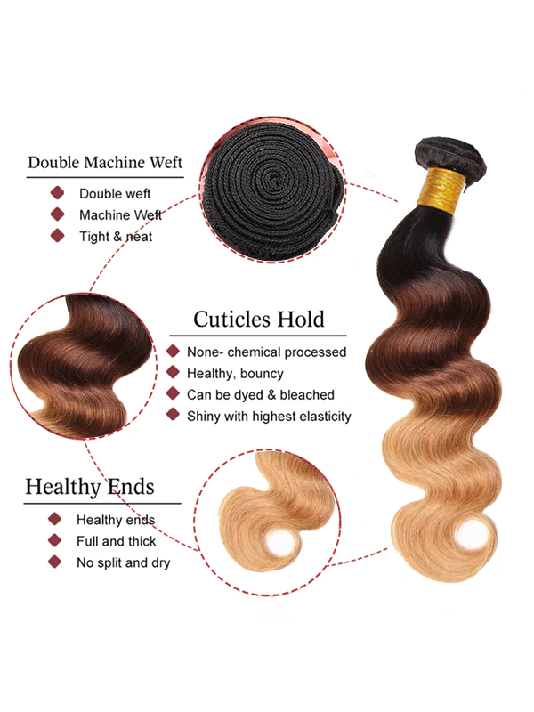 Sterly T1B/T4/27 Colored Ombre Body Wave Bundles Human Hair Weave - sterlyhair